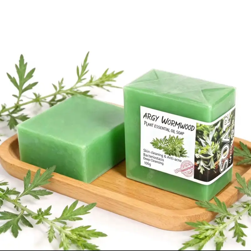 Argy Wormwood Plant Essential Oil Soap, Natural Body Care Cleanser with Antibacterial & Aromatherapy Benefits