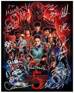 Stranger Things Season 5 Signed Pre Printed Autographs Cast Poster v1