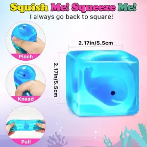 Squishy Stress Cube Fidget Toys Adults - Glow in The Dark Octopus Sensory Toys for Kids with Autism Stress Balls for Kids Squeeze Toys for Anxiety Easter Basket Stuffers