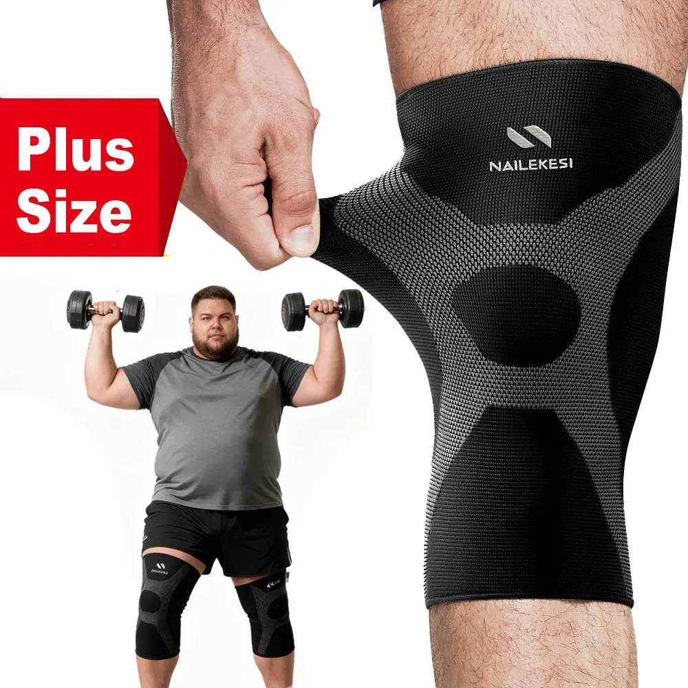 1Pair Plus Size Knee Compression Sleeve for Men and Women, Knee Support Brace for Running and Work out, Sports Knee Sleeve, Knee Supporter