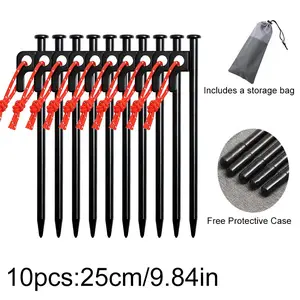 10 Pack Tent Stakes Heavy Duty Metal Tent Pegs for Camping Steel Tent Stakes, Camping, Garden, Hiking