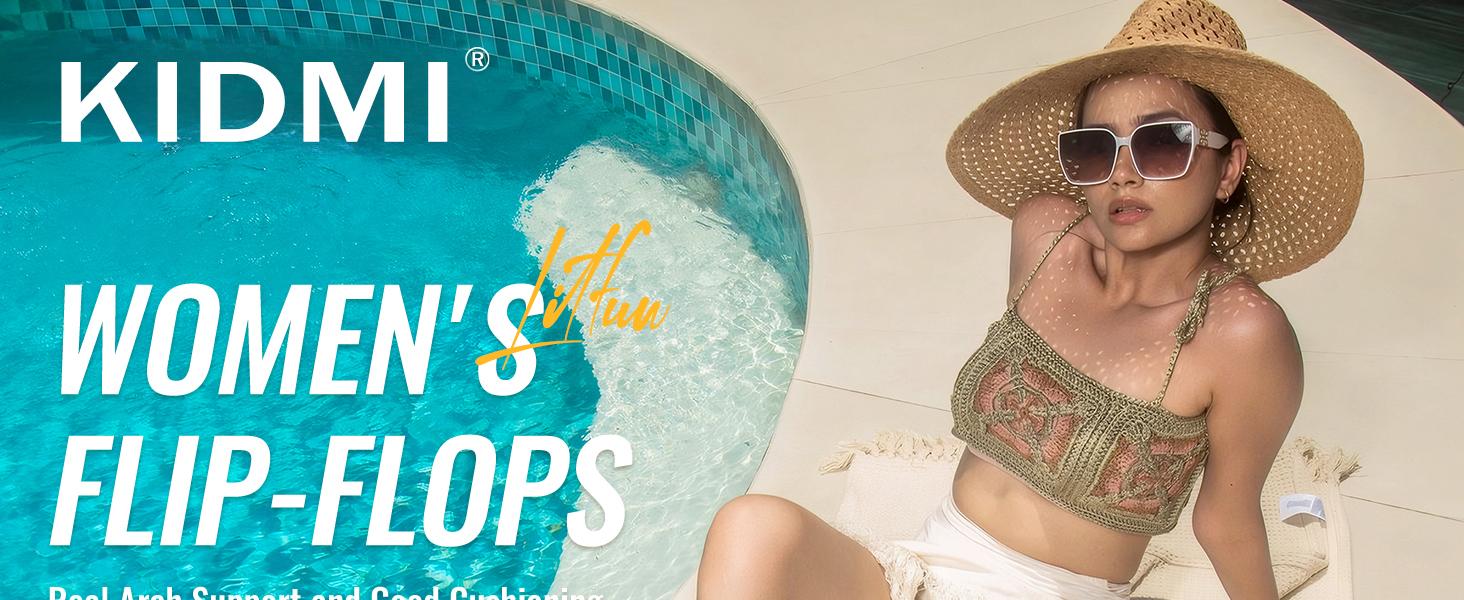 KIDMI Arch Support Flip Flops for Women Orthotic Sandals for Plantar Fasciitis Relief Summer Beach Thong Sandals for Walking  Indoor Outdoor Pool Slides