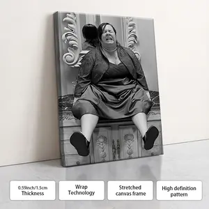 A Black, White And Grey Plump Woman Poster Wall Decoration, Optional Frame. Suitable For Bathroom Decoration. Humorous Performance Art. The Perfect Gift For Movie Lovers. Home Decoration Item. Applicable For Living Room, Entrance Hall And Bedroom.