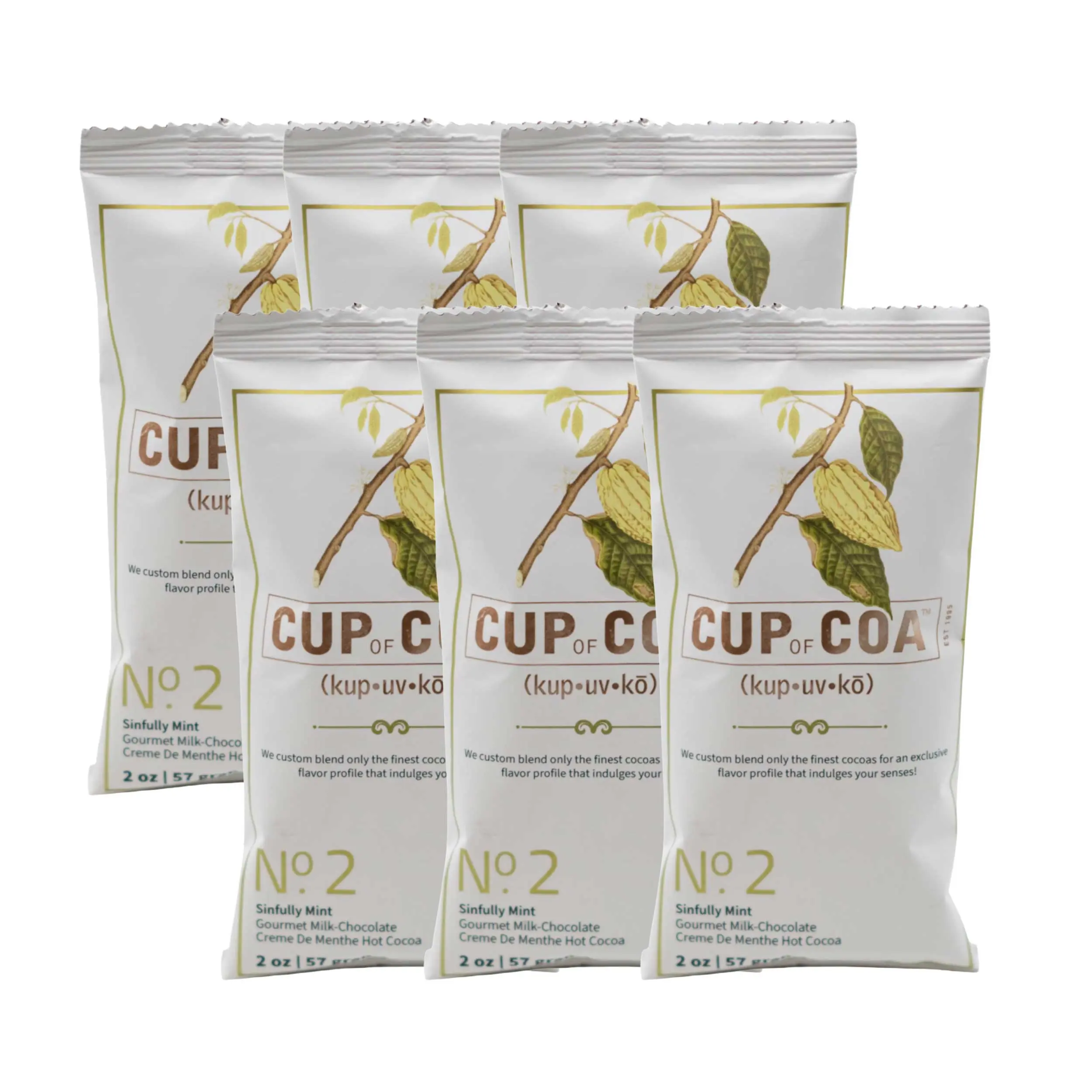Sinfully Mint Hot Cocoa | Pack of 6 | 2 oz | Cup of Coa