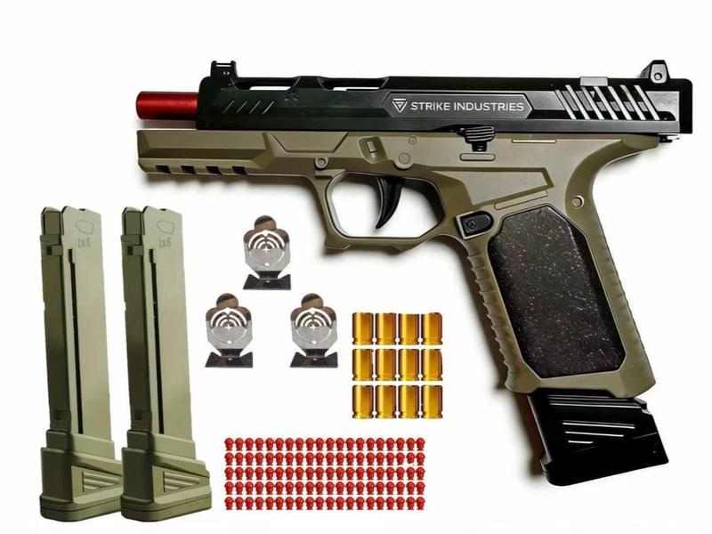 Strike Industries 2026 Classic Design Toy with 100 Soft Bullets 12 Bullet Shells 3 Target Sheets & Automatic Shell Ejection for Endless Fun