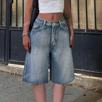 Shorts De Mezclillabaggy Para Mujer TikTok Shop