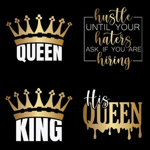 6pcs Crown Letter Pattern Heat Transfer Sticker For Clothes, Heat Press Sticker, Heat Transfer Vinyl, DIY Decoration Thermal Sticker For T-shirt, Hoodie, Jacket, Jeans, Bags, Vests, Hats And Backpack