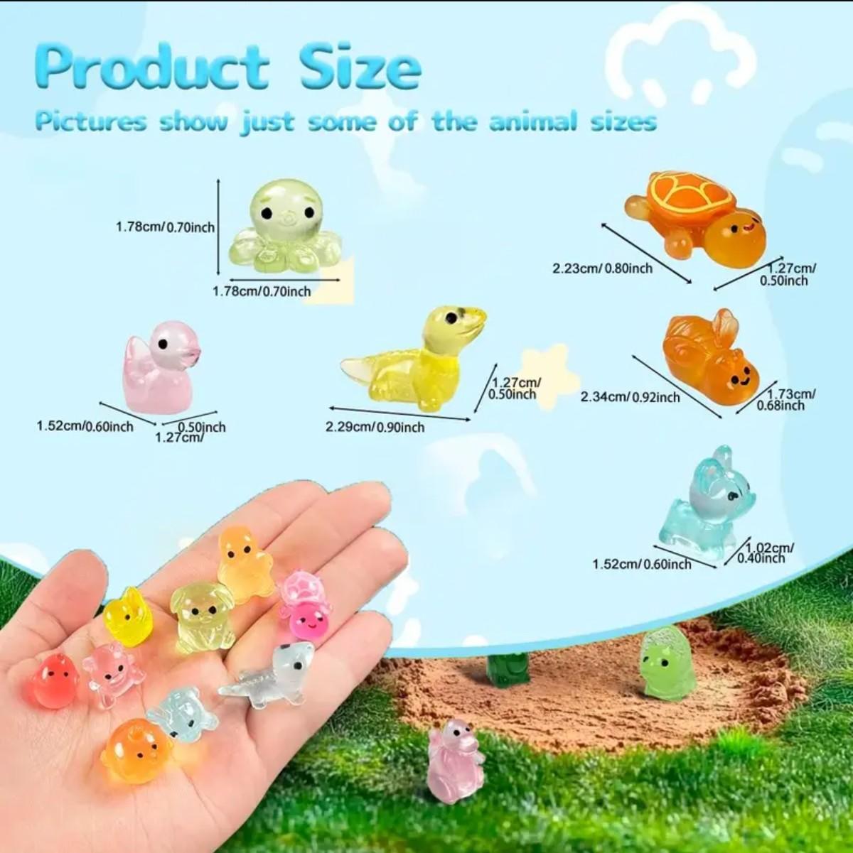 100pcs Mini Glow in The Dark Animal Resin Models, Surprise Mystery Bag for Dollhouse Decor, Mystery Resin Animals Blind Bag, Mini Luminous Farm Ocean Figures, Animal Miniatures for Fairy Garden Accessories, Random Design