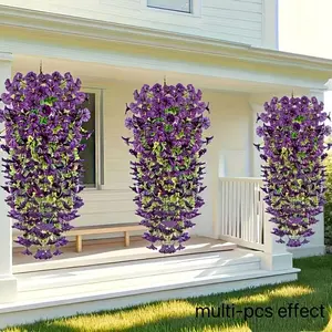 Purple artificial flower vine with UV resistance, hanging morning glory decorative fake vine, suitable for indoor and outdoor weddings, proposals, housewarming gifts, Thanksgiving, Christmas, Independence Day, and all seasons