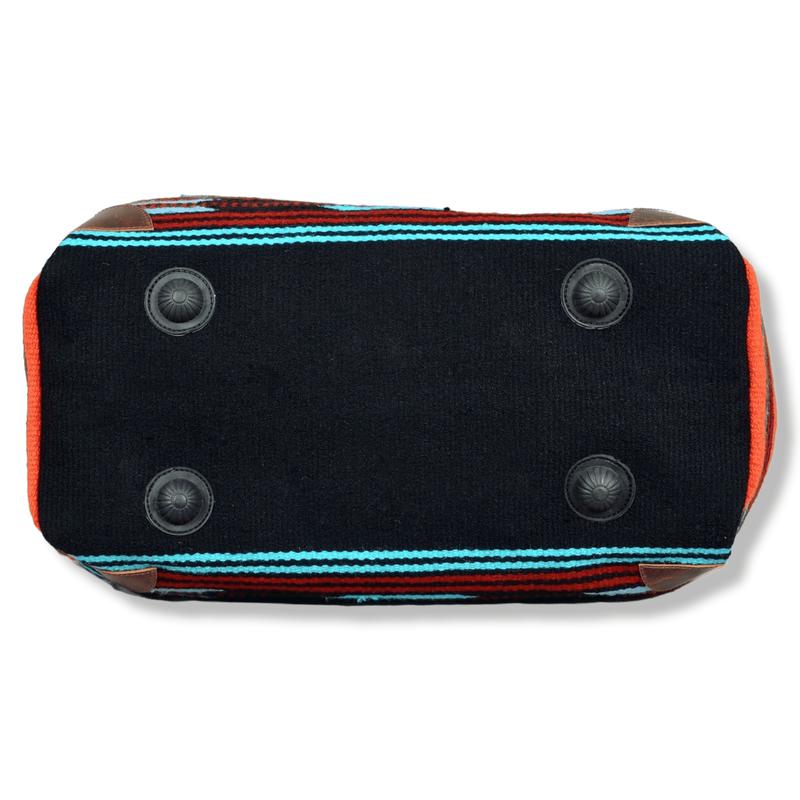 Boho Aztec Large Weekender Southwestern Duffel Bag Sedona Saddle Blanket Bag 100% Leather Handles