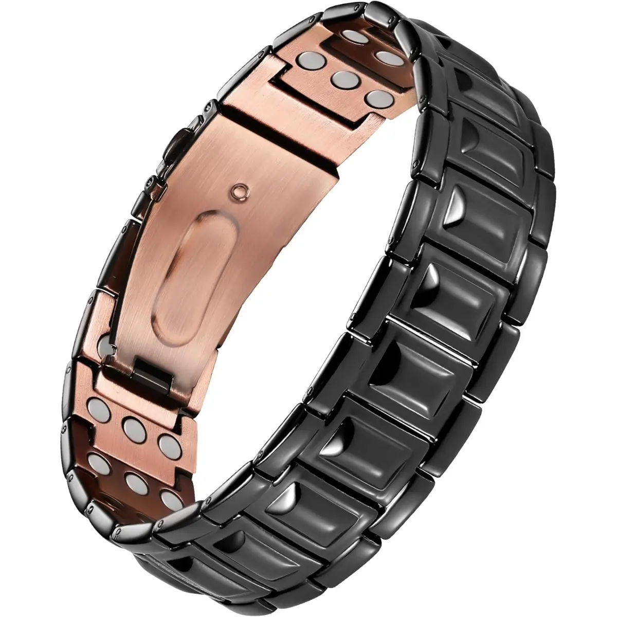 Copper Magnetic Bracelets for Men, 3X Mens Copper Bracelets with 3800 Gauss Magnets, Premium Fold-Over Clasp Black-Valentine's Day gift