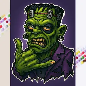 5D DIY Diamond Painting - Diamond Painting Kit Monster Gesture Mosaic Canvas DIY Wall Art, Home Wall Decoration