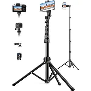 Phone Tripod, 71" Portable Cellphone Tripod Stand with Remote & Phone Holder, Camera Stand for iPhone, Compatible with Camera iPhone/Android Smartphone/Gopro