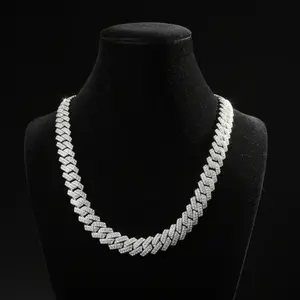 925 Sterling Silver 10mm VVS1 Moissanite Cuban Link Chain 22 Inch Iced Out Hip Hop Necklace