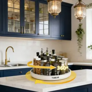 360° Rotating Spice Organizer, Space-Saving Countertop Storage Rack, Non-Slip Durable Plastic Bottle Holder, Easy-Access Design, Kitchen Organizers