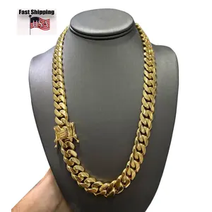 [Star]18K Vacuum-gold Plated Miami Cuban Link Chain Hip Hop Jewelry Necklace or Bracelet Fashionable Accessory Valentines Birthday Gift for GF Men Women unisex Monaco Mexico & Micro Promise chains For Husband Boyfriend