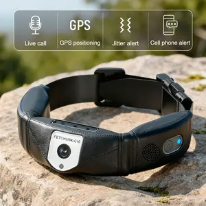 Flycloud C10 GPS Large Pet Collar with Calling Voice Recall Geo-Fence Alerts App Live Monitoring black color for Pet Activity Behavior Training Remote Finding