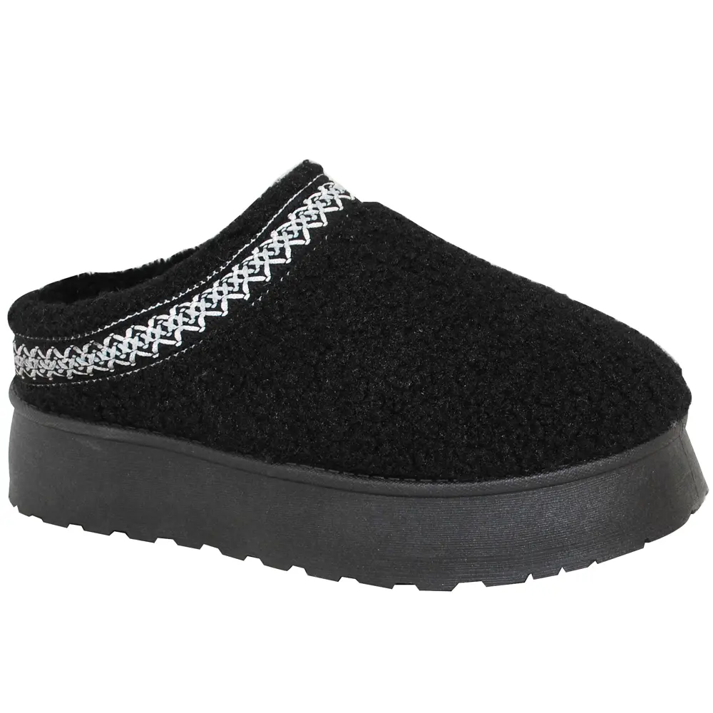 TRENDSup Collection Women's Platform Slippers Curly Fleece Teddy Upper Slide Footwear Comfort Shoe Girl Walking Shoes Fur Stylish warm slipper Women's Plush