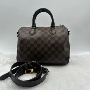 Pre-owned Louis Vuitton Speedy 25 Bag Damier Ebene Canvas Gold Hardware X303 26.05.06
