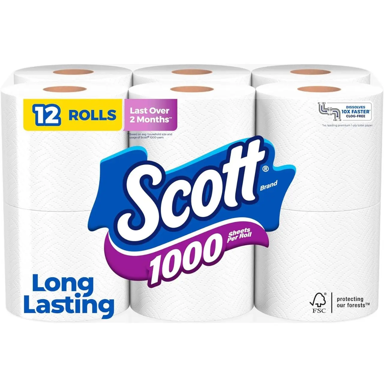 12 Roll 1000 Sheets Per Roll Toilet Paper Bath Tissue