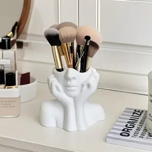 1 unique creative body art styling makeup brush holder and pen storage box, suitable for storage and storage of makeup brushes, cosmetics, dressers, desks, pens, etc., handmade desktop or bathroom cosmetics storage box