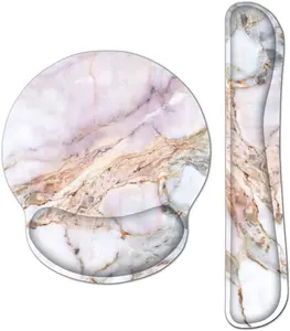 Keyboard Wrist Rest and Mouse Pad with Wrist Support, Memory Foam Set for Gaming and Office, Comfortable & Lightweight for Easy Typing & Pain Relief (Marble2)