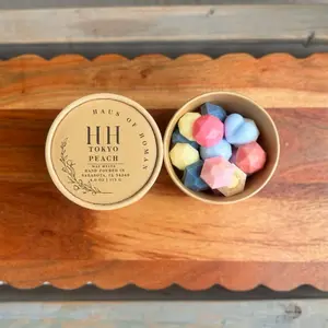 H|H Tokyo Peach Hand Poured Wax Melts Scoops 4.0 oz | 113 G - Jewel Wax Scoop Cups for Cozy Fragrance