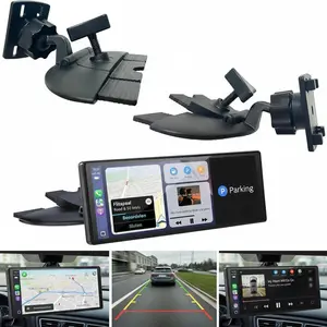 CD Slot Mount for CarPlay Screen – Secure 4-Button Lock, 360° Rotatable Universal Mount for GPS, Monitors & Car Devices