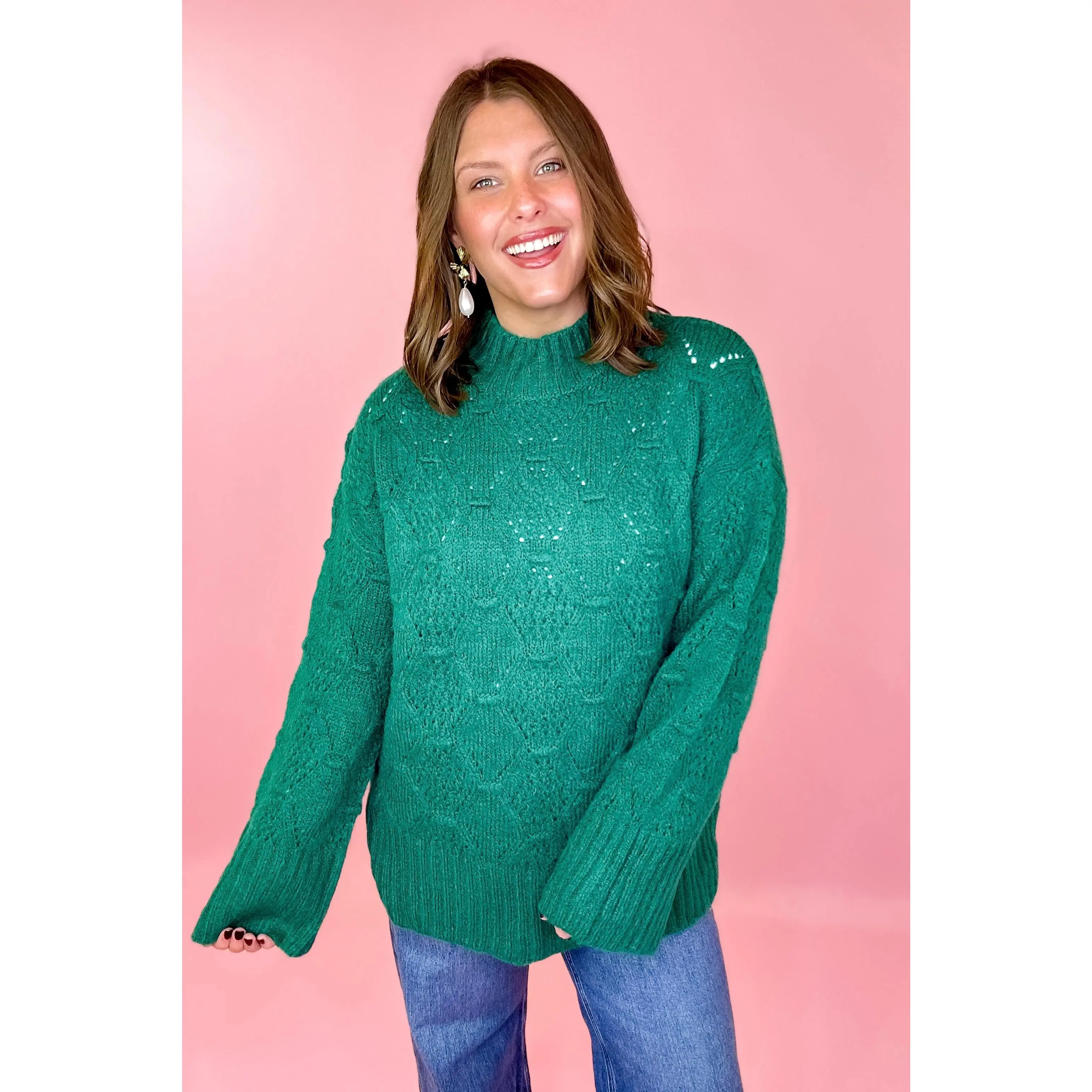 Finding Your Way Cable Knit Sweater - Green