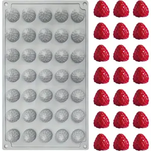3D Raspberry Silicone Mold, 35-Cavity Non-Stick Raspberry Silicone Mold for Baking Chocolate, Fondant, Candy, Gummy, Jelly, Ice Cream, Mini Candle, Reusable Mold, Mold for Jellopops