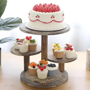 5 Tier Round Cupcake Tower Stand for 60 Cupcakes Wooden Cake Stands Farmhouse Tiered Tray Decor Cupcake Display for Birthday Graduation  Shower  Party and Wedding