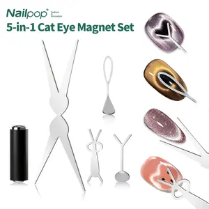 1 Set Silver 5-in-1 Cat Eye Magnet Kit – DIY French Wide Rabbit Heart & More Designs, Professional Gel Cat Eye Nail Tools, Ideal for Nail Salons & Advanced Enthusiasts