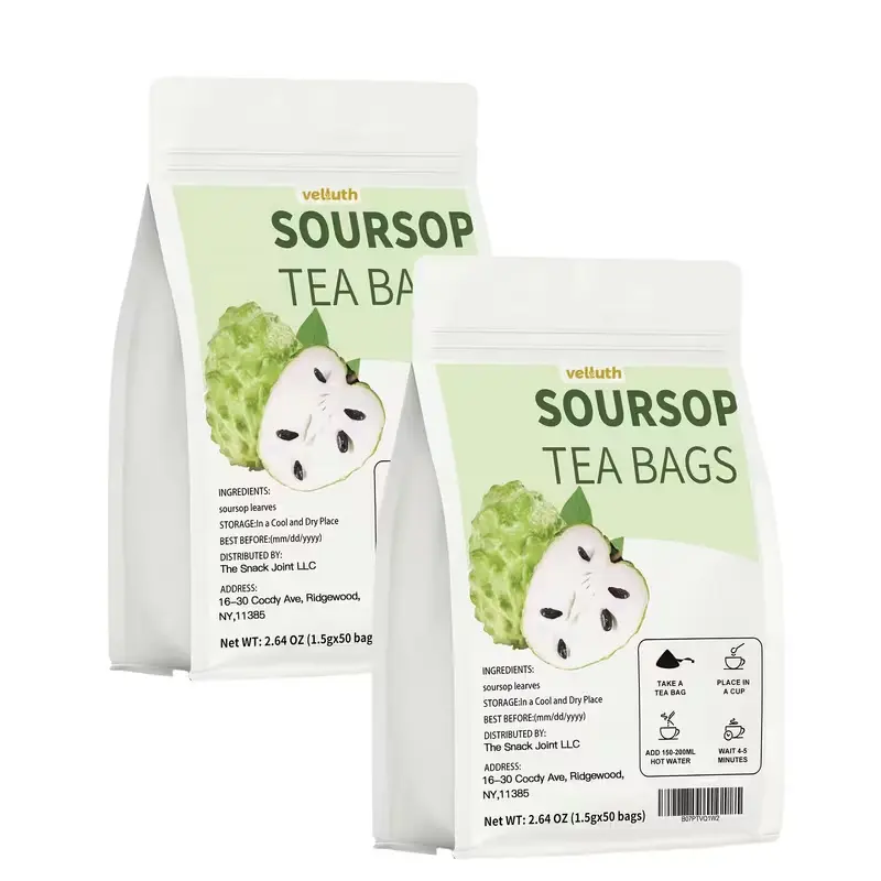 Premium Soursop Leaf Herbal Tea, 50 Eco-Friendly Tea Bags with Natural Herbal Ingredients, Caffeine Free Wellness Beverage, Healthy Infusion Tea for Daily Balance, Relaxation & Digestive Wellness