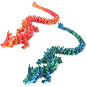 2 Pcs 15.7in Large Size 3D Printed Dragon,3D Crystal Dragon Fidget Toy for Autism/ADHD,Dragon 3D Desk Toys,Home Office (Red Green)