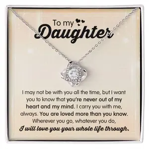 Daughter - I Carry You Love Knot Necklace, Daughter Gifts From Dad, Mom To Daughter Gifts, Love Knot Necklace, Necklace For Daughter From Mom, To My Daughter Necklace, Father Daughter Necklace, Birthday, Christmas Gifts For Daughter