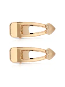 Ettika Gold Double Love Clip Set with Two Clips Simple Design Elegant Style Gold Tone Plated Finish Versatile Accessory for Casual & Formal Occasions