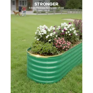 8x2x1.5ft Galvanized Raised Garden Bed – 24" Tall Rustproof Metal Planter Box for Vegetables, Herbs & Flowers, Easy Assembly for Outdoor Gardening