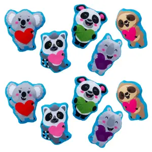 5" Mega Bulk 100 Pc. Valentine's Day Trendy Stuffed Flat Zoo Animals