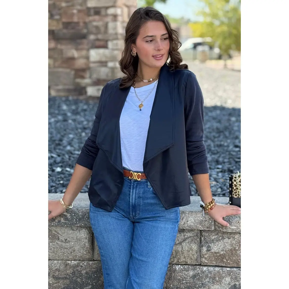 .Brooke Mixed Media Waterfall Cardigan/Jacket