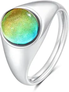 Mood Ring for Women – Non-Tarnish Gold Plated Stainless Steel Color Changing All Seasons Ring, Dainty Stackable Emotional Mood Sensing Jewelry Gift