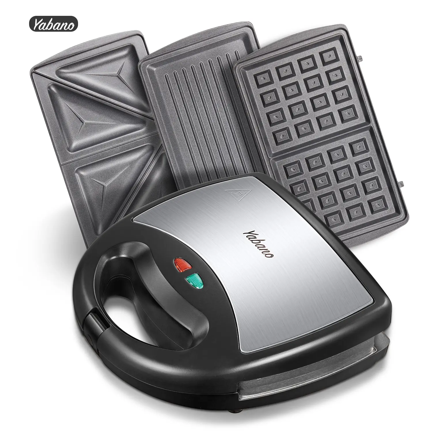 Yabano Sandwich Maker, 3 in 1 Waffle Maker, Toaster and Electric Panini Press Grill with Non-stick Coating Plate, Easy to Clean, Heating Up Fast
