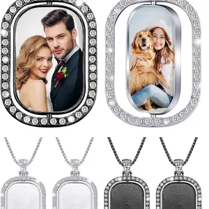 Personalized double sided rhinestone dog tag pendant