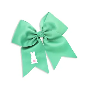 Viv&Lou Easter Bunny Embroidered Light Green Hair Bow