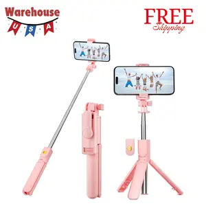 Pink Selfie Stick Tripod, with Wireless Remote Control Pink Selfie Stick Tripod, with Wireless Remote Control