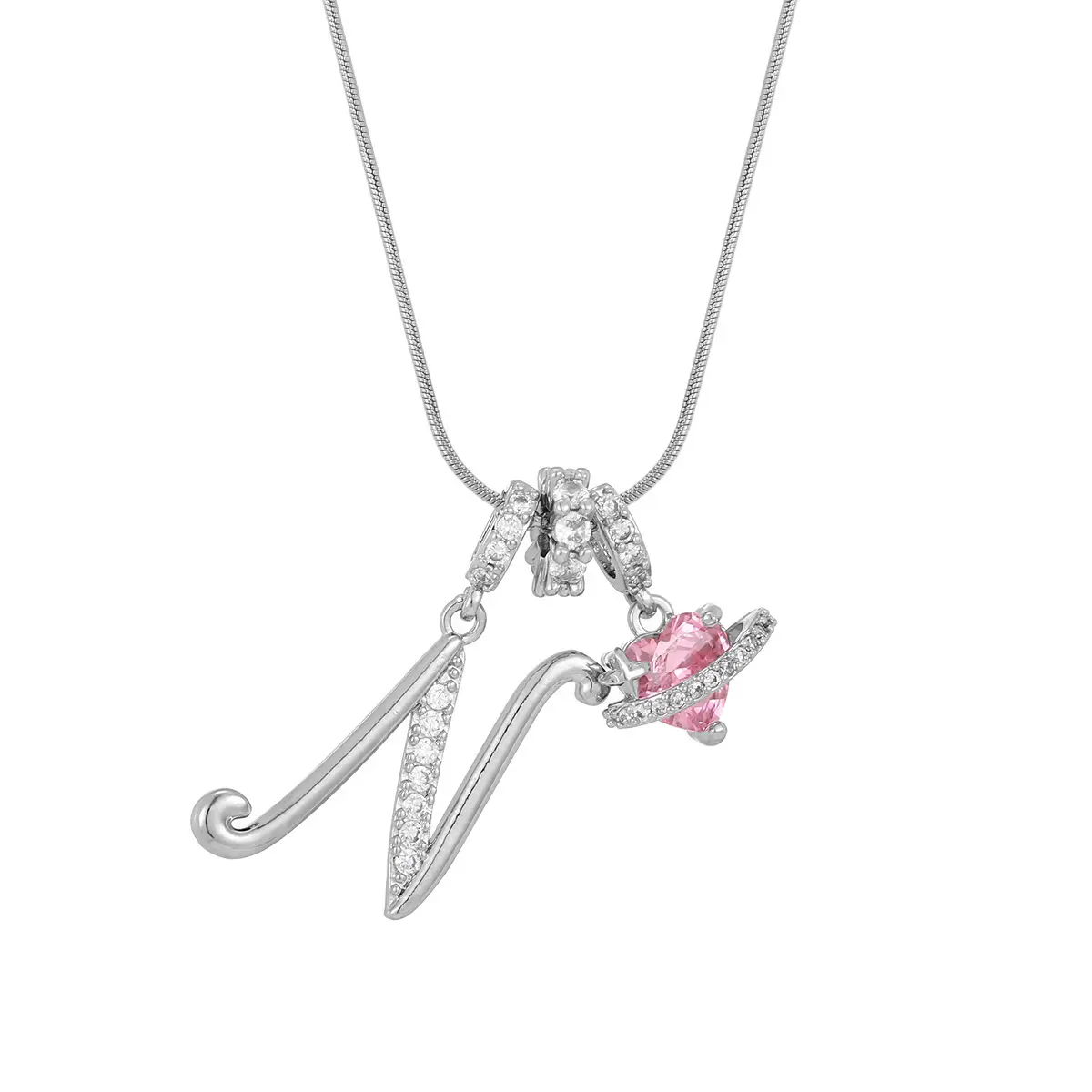 Silver N (Pendant -Snake Bone Chain)