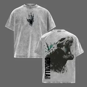 Godzilla Vintage Washed Graphic T-Shirt Oversized Mens Streetwear Cotton Apparel Gift for King of the Monsters Fans Menswear Top
