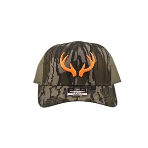 Richardson Deer Antlers 3D Puff Embroidery Snapback Trucker Hat Adjustable Closure Breathable Mesh Back Structured Fit for Outdoor Enthusiasts