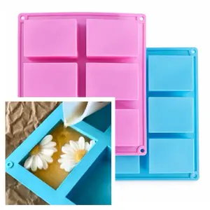 2 PCS Rectangle Silicone Soap Mold Set 6 Cavity DIY Soap Bar Mold for Melt and Pour, Cold Process, Chocolate, Wax Melt, Baking, Resin & Plaster