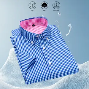 Men's Casual Plaid Short Sleeve Shirt for Spring Summer Autumn, Suitable for Outings, Vacation, and Everyday Wear Checkered Gingham