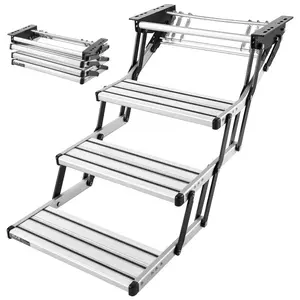 VEVOR RV Steps, 3-Step, 440 lbs Load Capacity, Manual Retractable RV Stairs, Telescopic Folding Aluminum Alloy Camper Steps, Steel Frame Non-Slip Entry Stairs for Camper Van Motorhome Travel Trailer